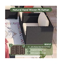 Aoxun Outdoor Patio Rattan Furniture Set with Steel Frame Waterproof Cushions and Free Covers