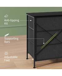homfan 8 Drawer Dresser, 63 Inch Fabric Tv Stand Storage Cabinet with Wooden Top for 75 Bedroom Living Room