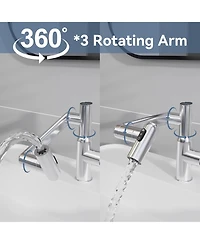 Midola Chrome Bathroom Sink Faucet with Spray Function and Temperature Display for Anti-Skid Switch and Hot and Cold and 360degree(s) Rotary