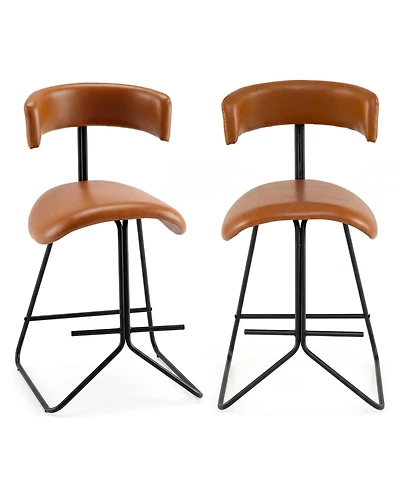 Slickblue Set of 2 25 Inch Upholstered Counter Height Stools Faux Leather Chairs
