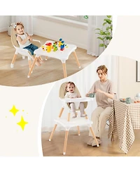 Gouun Toddler 5 in 1 Wooden Convertible High Chair with Detachable Tray and Cup Holder