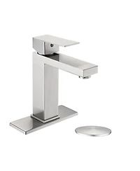 Midola Bathroom Faucet Single Hole, Single Handle Stainless Steel Faucet for Bathroom Sink with Deckplate and Drain Assembly