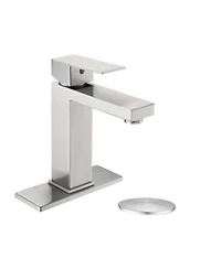 Midola Bathroom Faucet Single Hole Single Handle Stainless Steel Faucet For Bathroom Sink With Deckplate Drain Assembly