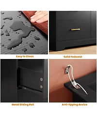 homfan Drawer Dresser with Led Lights and Charging Station - Modern Chest of Drawers for Bedroom, Living Room, Entryway