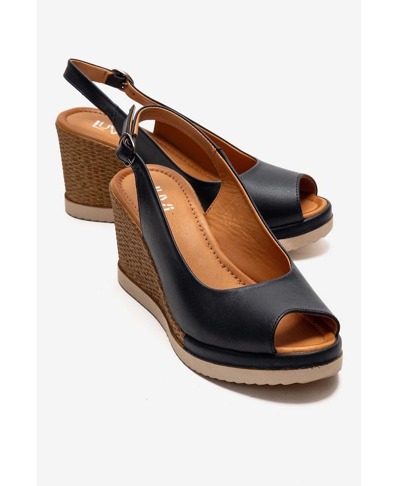 Forever & Always Shoes Helina Leather Wedge Sandal