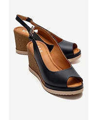 Forever & Always Shoes Helina Leather Wedge Sandal