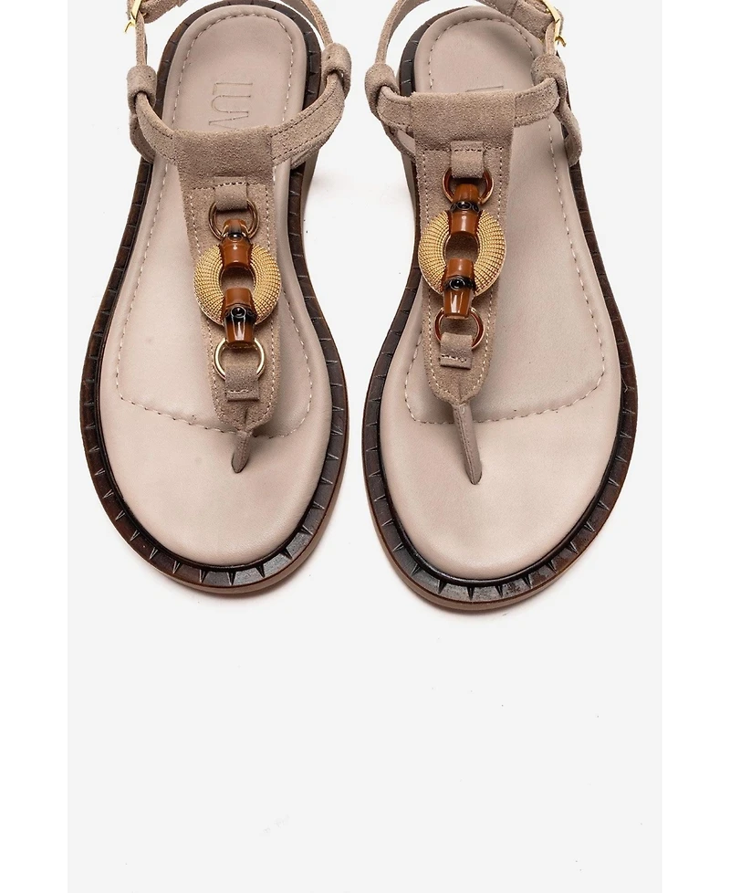 Forever & Always Shoes Women's Tiana Leather Buckled Sandal