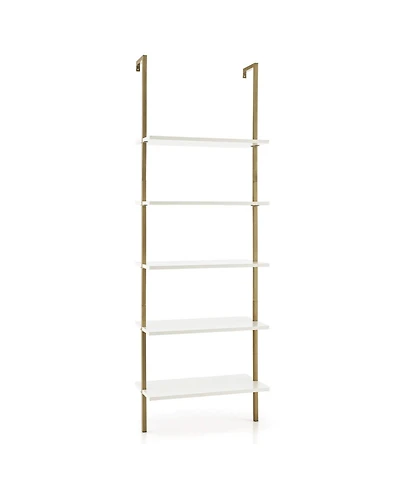 Gouun 5-Tier Wall-Mounted Ladder Bookcase with Sprayed Steel Frame