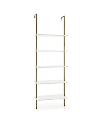 Gouun 5-Tier Wall-Mounted Ladder Bookcase with Sprayed Steel Frame
