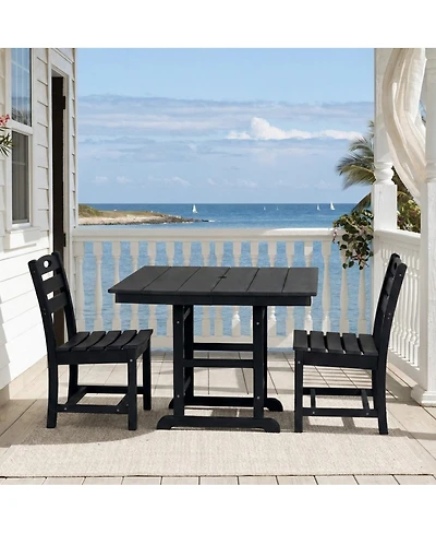 Asagikoiai 3-Piece Hdpe Outdoor Patio Dining Set with 37.8" Table and 2 Chairs, All-Weather Bistro