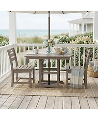 Asagikoiai 3-Piece Hdpe Outdoor Patio Dining Set with 37.8" Table and 2 Chairs, All-Weather Bistro Set