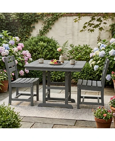 Asagikoiai 3-Piece Hdpe Outdoor Patio Dining Set with 37.8" Table and 2 Chairs, All-Weather Bistro