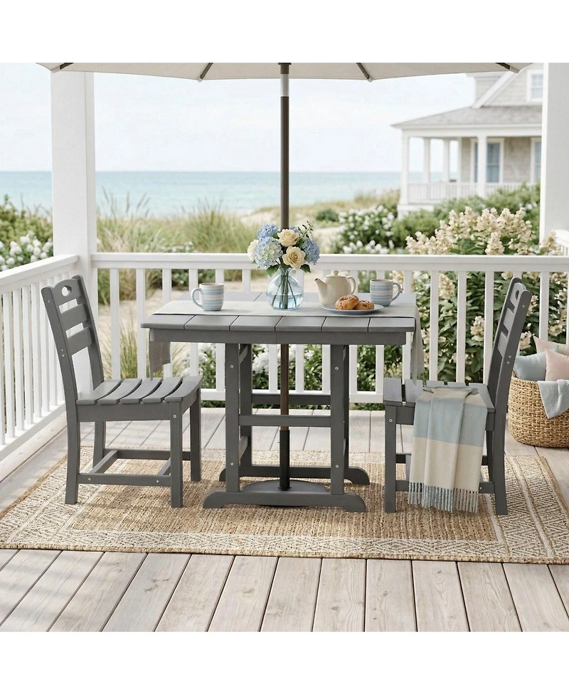 Asagikoiai 3-Piece Hdpe Outdoor Patio Dining Set with 37.8" Table and 2 Chairs, All-Weather Bistro