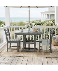 Asagikoiai 3-Piece Hdpe Outdoor Patio Dining Set with 37.8" Table and 2 Chairs, All-Weather Bistro