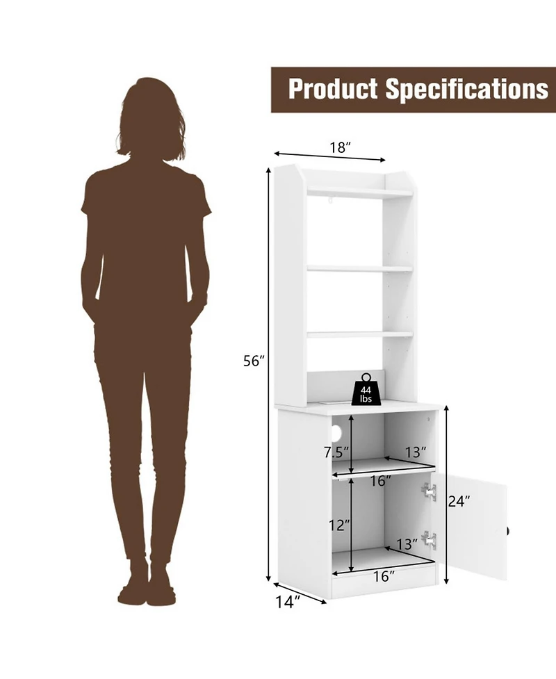 Gouun 6-Tier Bookshelf Nightstand Charging Station Cabinet Storage