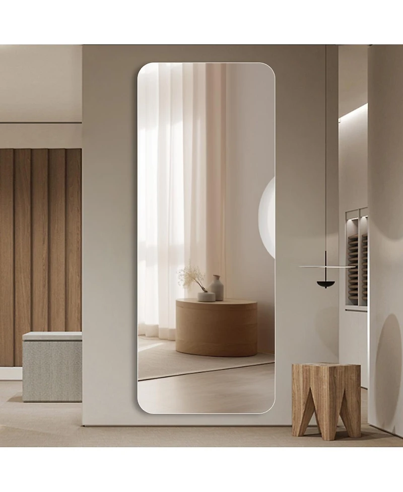 Laoties x Full Length Wall Mirror, Frameless Rounded Corner Mirror for Bedroom