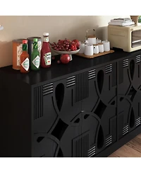 Casainc 60"L Large Storage cabinet with 4 Doors and Rebound Device