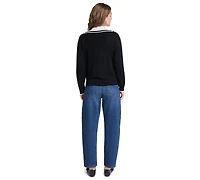 Karl Lagerfeld Paris Petite Collared Button-Front Twofer Sweater
