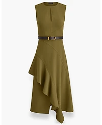 Donna Karan New York Women's Sleeveless Asymmetrical Belted Midi Dress