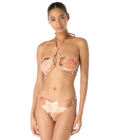 Vince Camuto Womens Printed Crossover Neck Top High Cut Swim Bottoms
