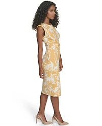 Calvin Klein Women's Printed Crewneck Belted Dress