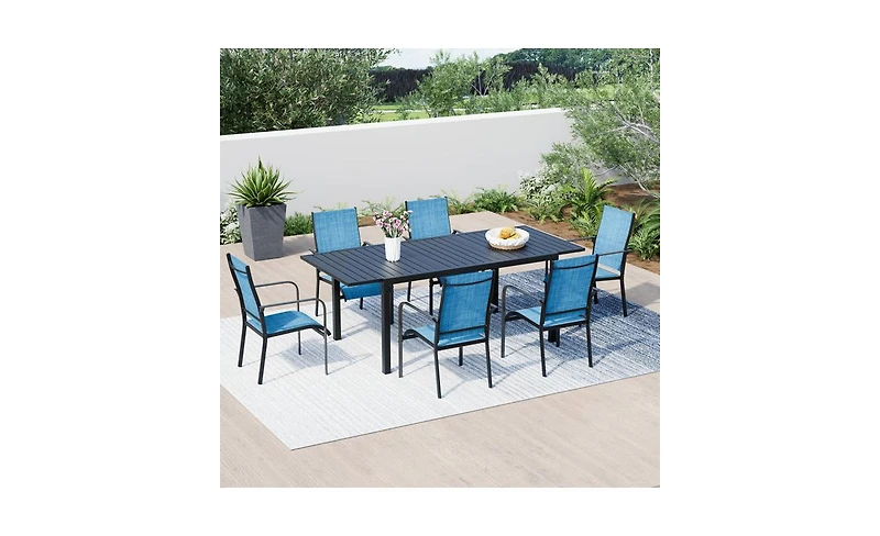 Erommy 7 Piece Patio Outdoor Dining Table And Chairs Set For 4 To 8