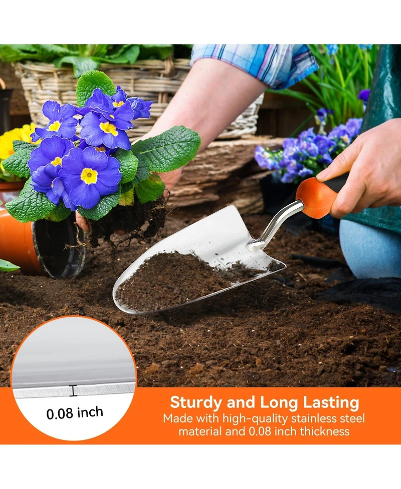 Xdovet Garden Tool Set 3-in-1 Heavy-duty Trowel Transplanter Cultivator Cast-aluminum Rust Resistance Non-slip Softgrip Handles