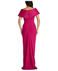 Tadashi Shoji Women's Seraphine Pleated Portrait Collar Gown