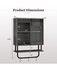 Volenca Bathroom Wall Cabinet with Sliding Barn Door and Metal Hanging Bar