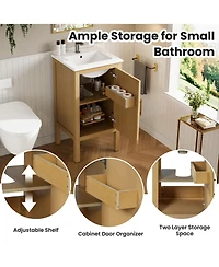 Phying 18 Inch Small Space Bathroom Cabinet with Soft Closing Hinges Space Saving Storage Furniture for Compact Bathrooms Apartments