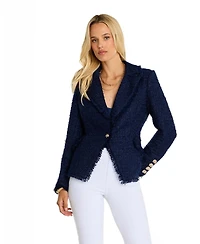 The Noli Shop Women's Giselle Single Breasted Tweed Blazer