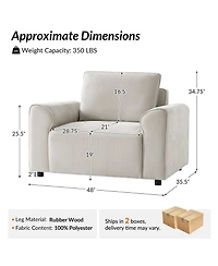 Hulala Home Bernice Modern Oversized Armchair with Removable Back Cushion