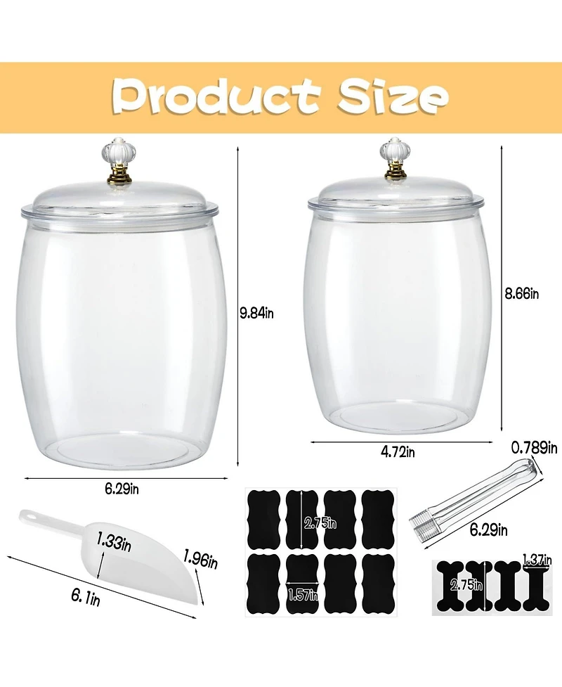 Aronkl 2 Pack Airtight Pet Food Storage Jars With Lids Scoops Clamp Labels