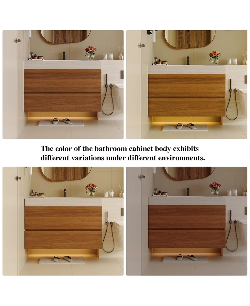 Phying 29.9 Inch Modern Floating Bathroom Vanity Wall Mounted Bath Cabinet Sink Space Saving Bathroom Furniture for Small Bathrooms Apartments