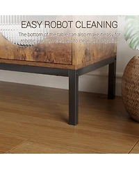 homfan 36 Inch Engineered Wood Oval Rattan Door Sideboard Buffet Cabinet, Storage Credenza with Metal Frame for Dining Room Living