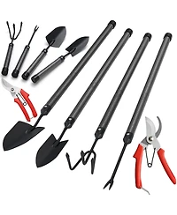 Xdovet Garden Tools Set Extension Handles 5 Piece Steel Rust-proof Weeding Planting Kit
