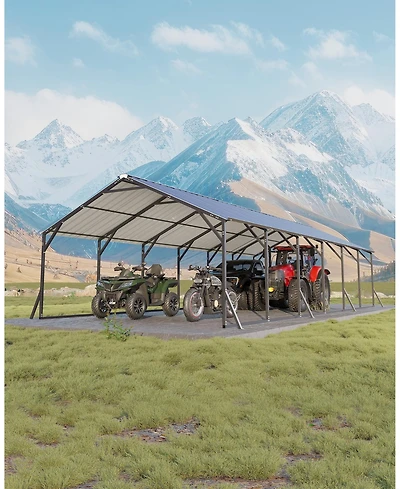 gaomon Heavy Duty Steel Metal Carport Outdoor Storage Shelter with Vertical Roof