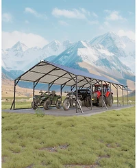 gaomon Heavy Duty Steel Metal Carport Outdoor Storage Shelter with Vertical Roof