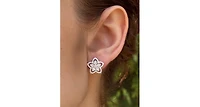 Suzy Levian New York Sterling Silver Pave Cubic Zirconia Flower Halo Stud Earrings