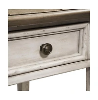 Liberty Furniture Heartland Drawer End Table in Antique White w/ Tobacco Top
