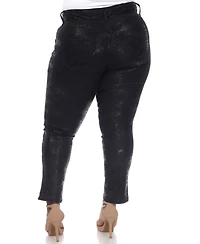 White Mark Plus Snake Print High-Rise Ankle Pants