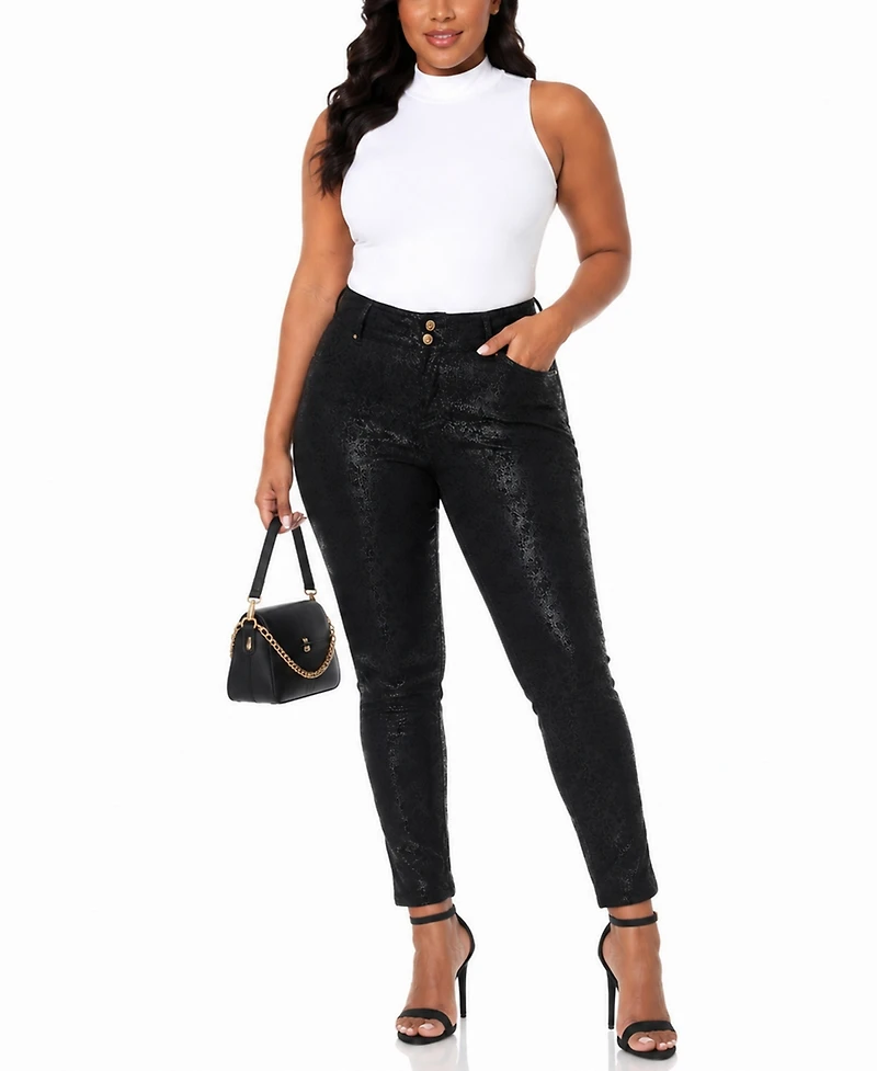 White Mark Plus Snake Print High-Rise Ankle Pants