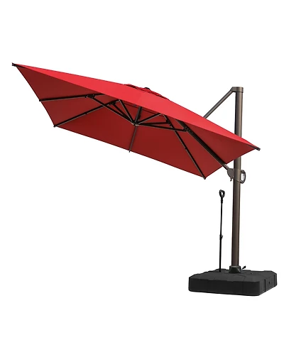 Pellebant Outdoor Patio 10X13Feet Aluminum Cantilever Umbrella with Rod Wheel Base