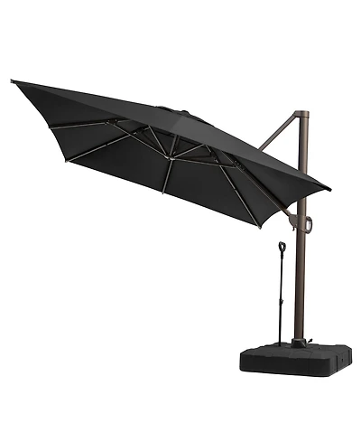 Pellebant Outdoor Patio 10X13Feet Aluminum Cantilever Umbrella with Rod Wheel Base
