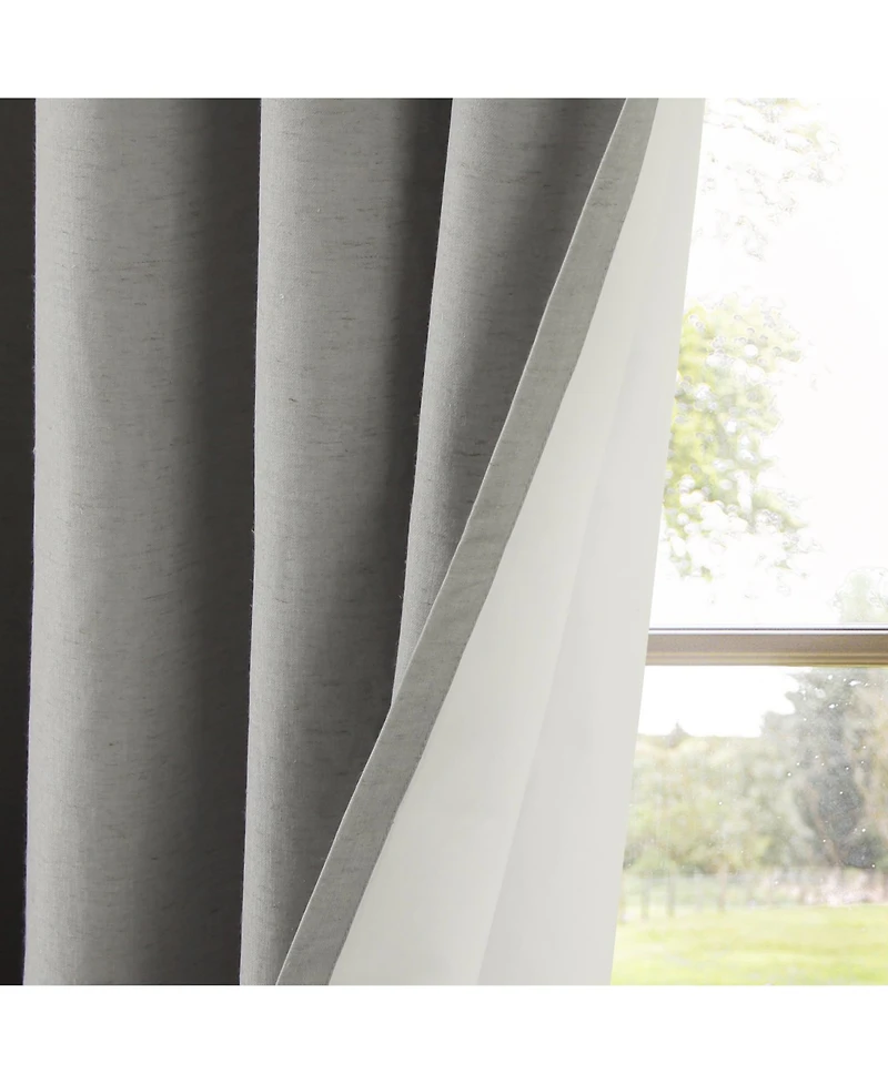 Linen Blend Total Blackout Grommet Curtains Pair
