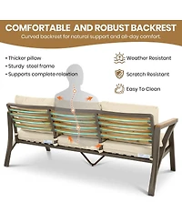 Asagikoiai 6-Piece Outdoor Patio Furniture Set, 7-Seat Steel Frame Conversation Sofa Set