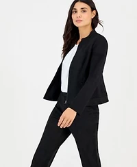 Anne Klein Essentials Petite Scuba Zip Front Moto Jacket Pull On Pintuck Pants