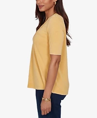 Ruby Rd. Petite Soutache Short-Sleeve Knit Top