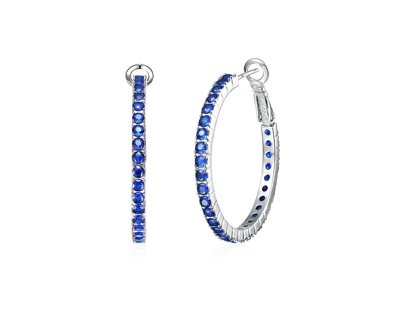 Rachel Glauber Chic White Gold Plated Cz Hinge Hoop Statement Earrings