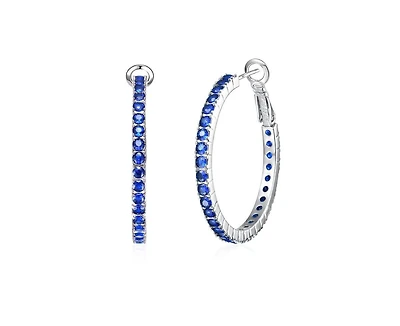 Rachel Glauber Chic White Gold Plated Cz Hinge Hoop Statement Earrings